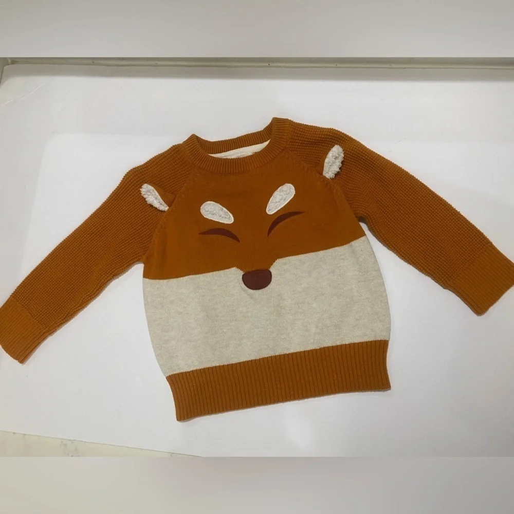 LIKE NEW ✨CAT AND JACK 🤎fox 🦊 knitted sweater